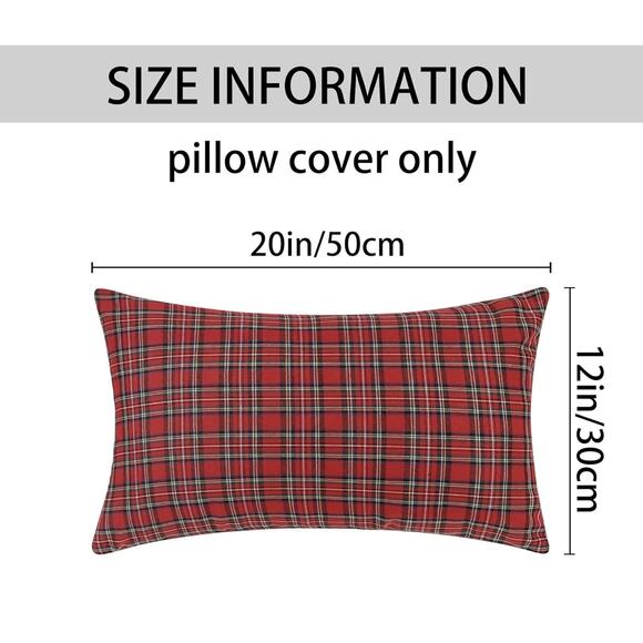 NWT Set of Two 12x20” Red Plaid Pillow Covers - Picture 3 of 6